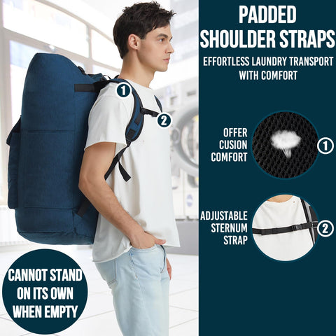Quovexa laundry backpack external pockets for organized supplies
