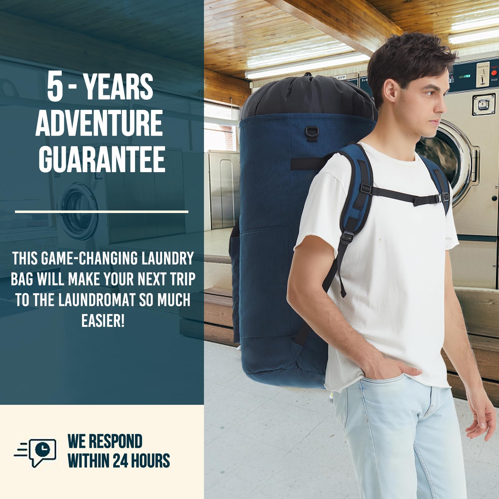 Quovexa laundry backpack folds compactly for drawer storage
