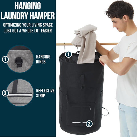 Quovexa laundry backpack reflective bar for night safety