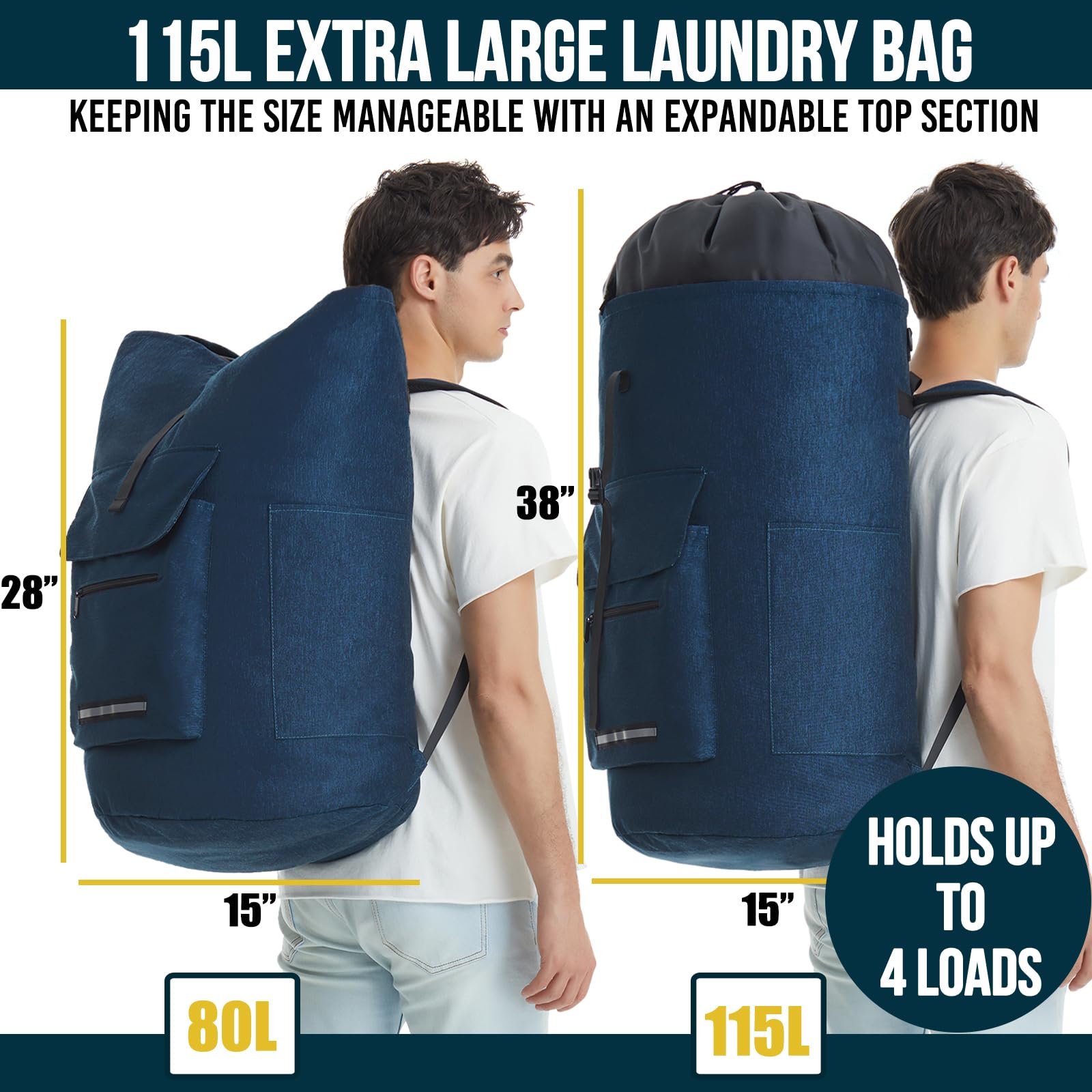 Quovexa laundry backpack padded shoulder straps for comfortable carry