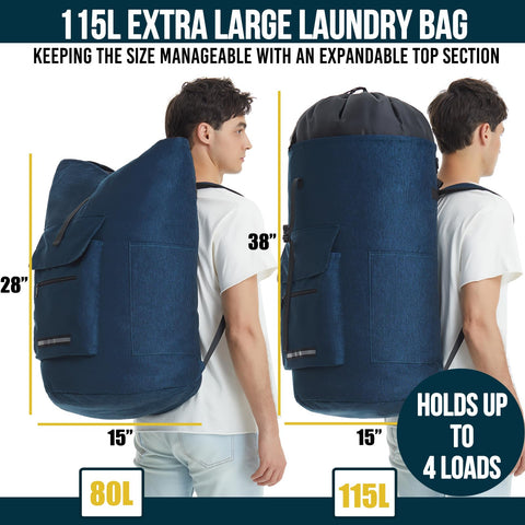 Quovexa laundry backpack padded shoulder straps for comfortable carry
