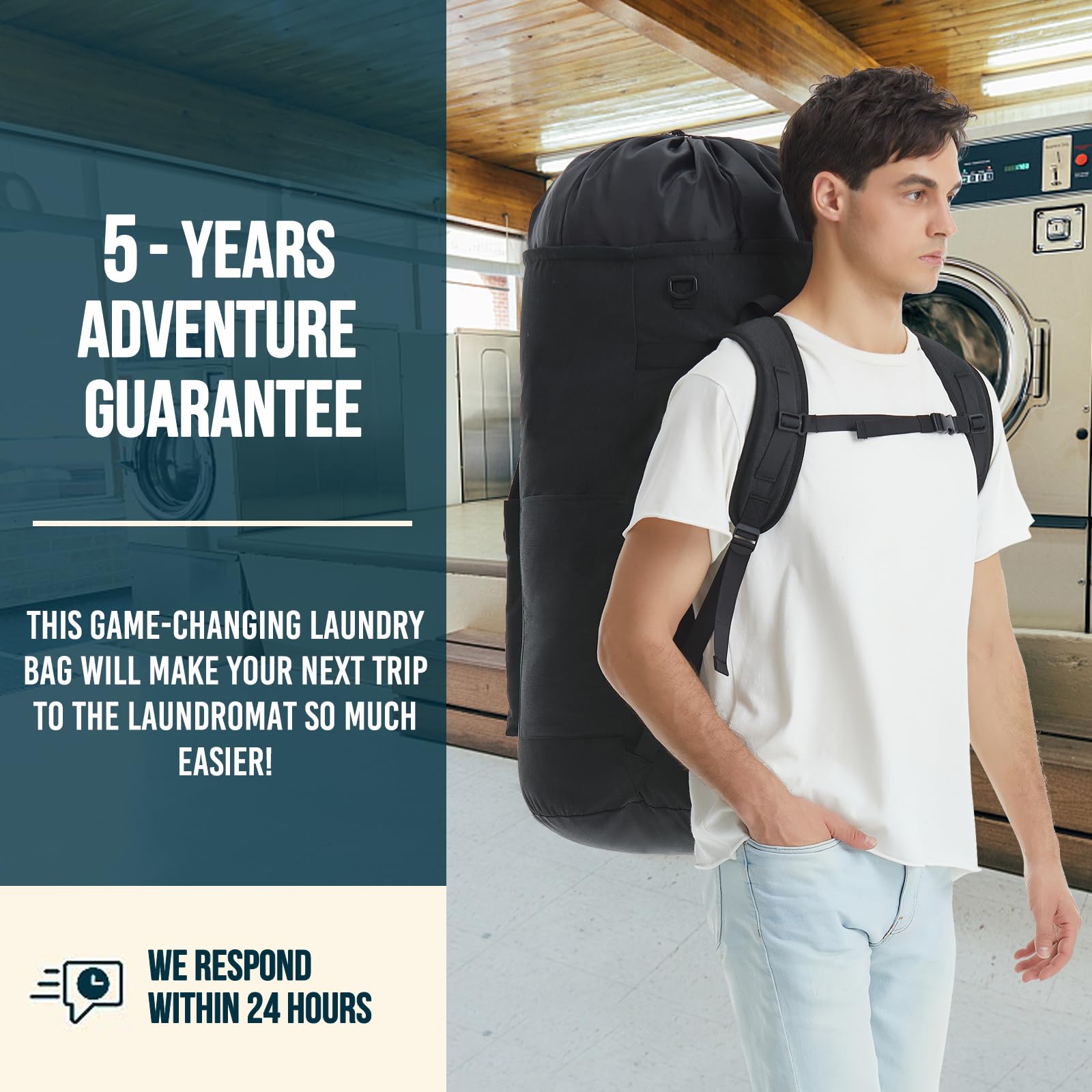 Quovexa Laundry Bag XL hanging loop enables easy storage between washes.