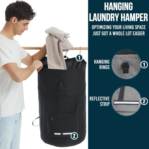 Quovexa Laundry Bag XL reflective bar for night safety while carrying.