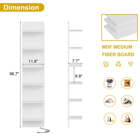 Qupui 57-inch tall wall shelf provides vertical storage and clean floors