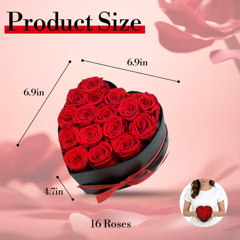 Qutawua preserved roses heart box closeup, vibrant petals retain natural beauty