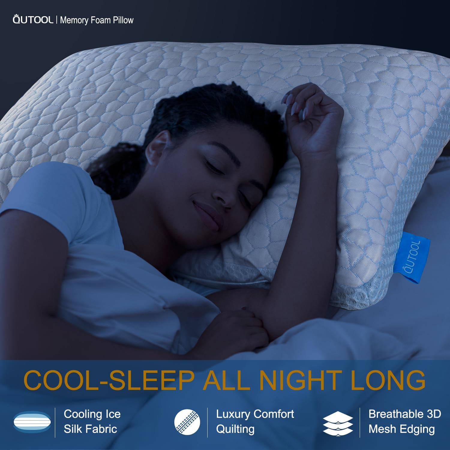 QUTOOL Gel memory foam core supports neck while breathable