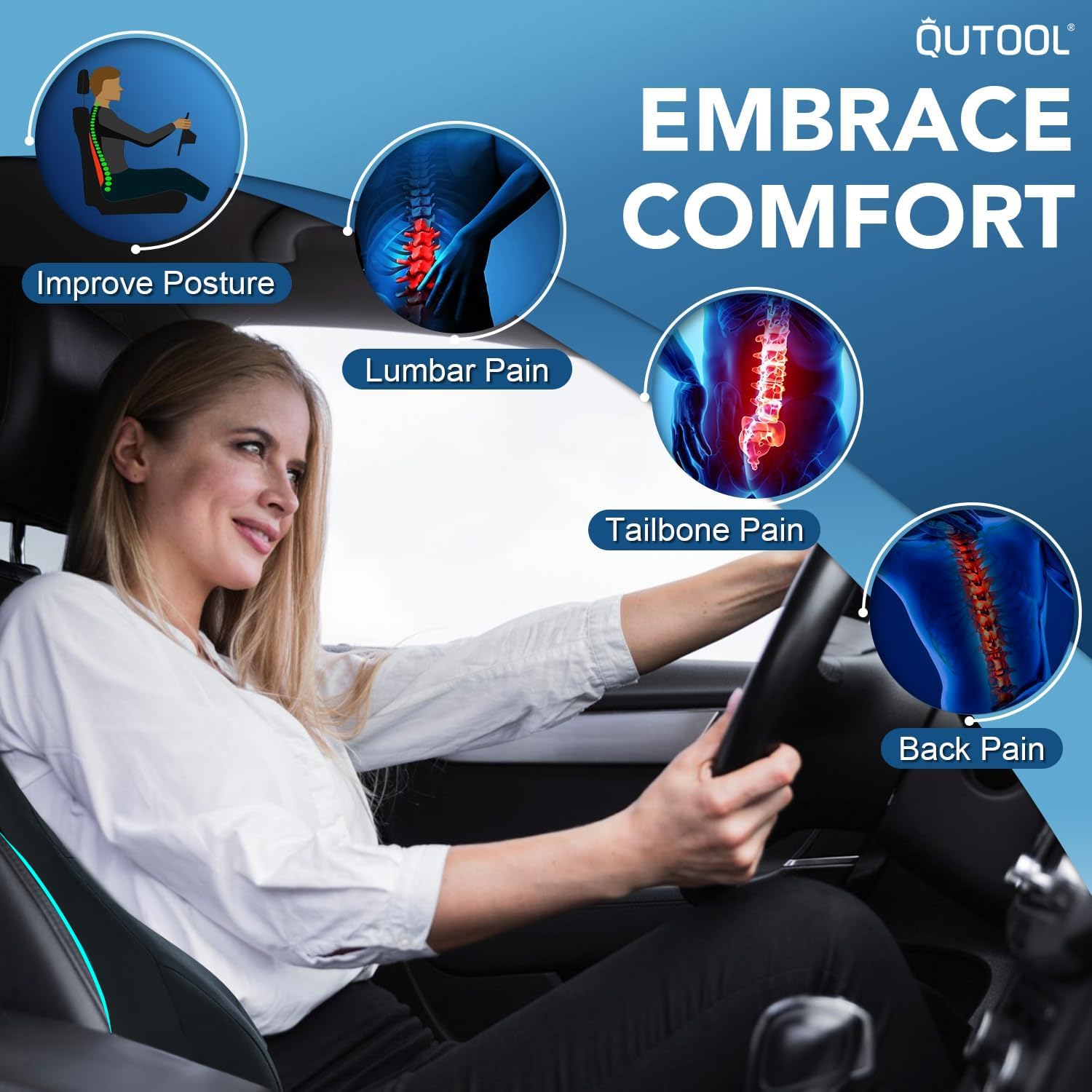 High-density memory foam contours the back for targeted comfort.