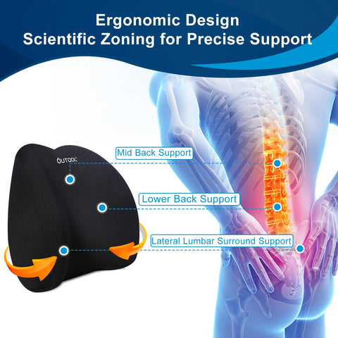 QUTOOL Lumbar Pillow demonstrates compatibility with office, computer, and gaming chairs.