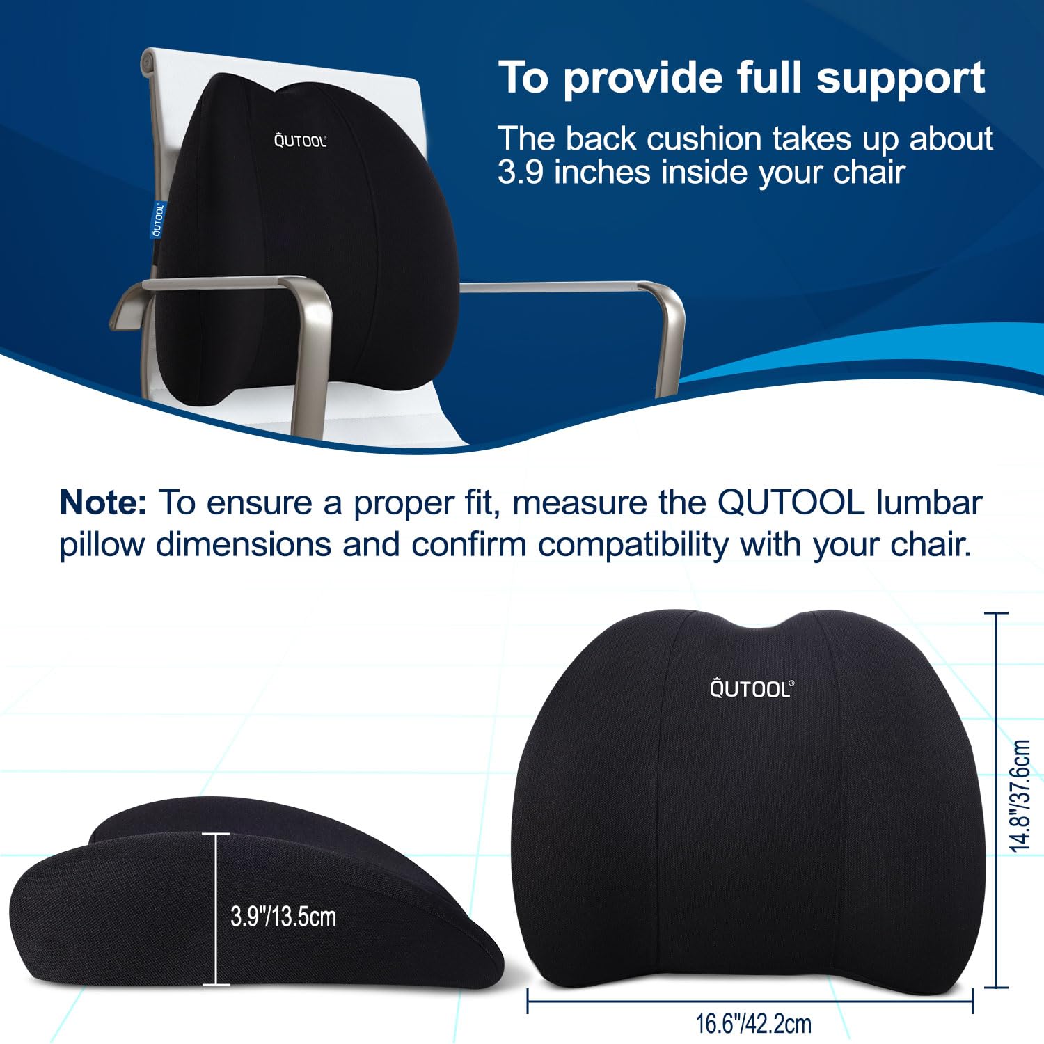 QUTOOL Lumbar Pillow cover close-up shows breathable, washable fabric.
