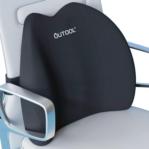 QUTOOL Lumbar Pillow front view showing ergonomic back support for long work sessions.