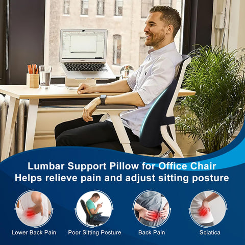 QUTOOL Lumbar Pillow side view highlights secure strap attachment that keeps the cushion in place.