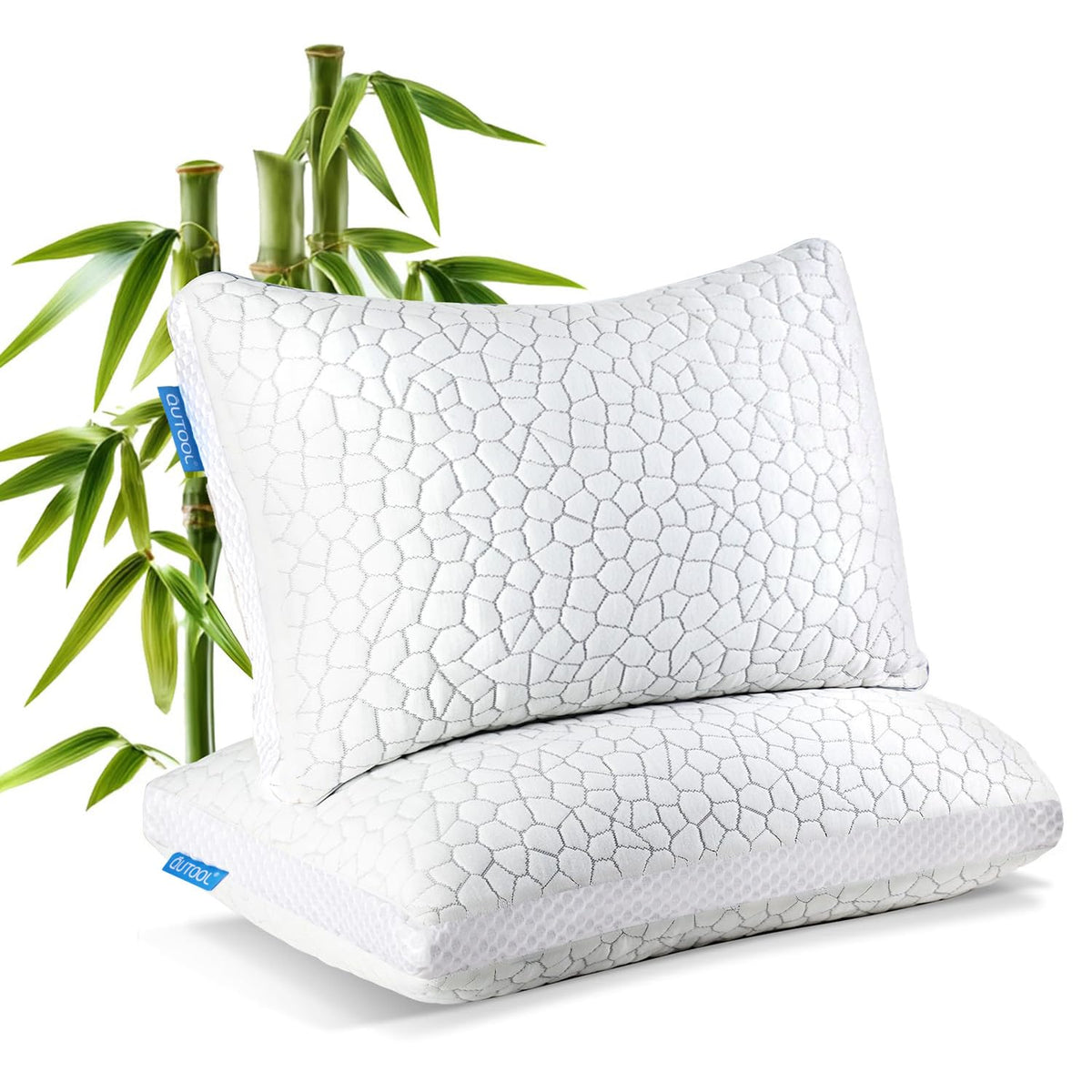 QUTOOL shredded memory foam pillow close-up showing adjustable fill for personalized comfort