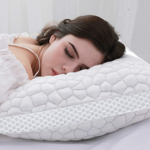 QUTOOL side sleeper demonstration showing neck alignment and comfortable support