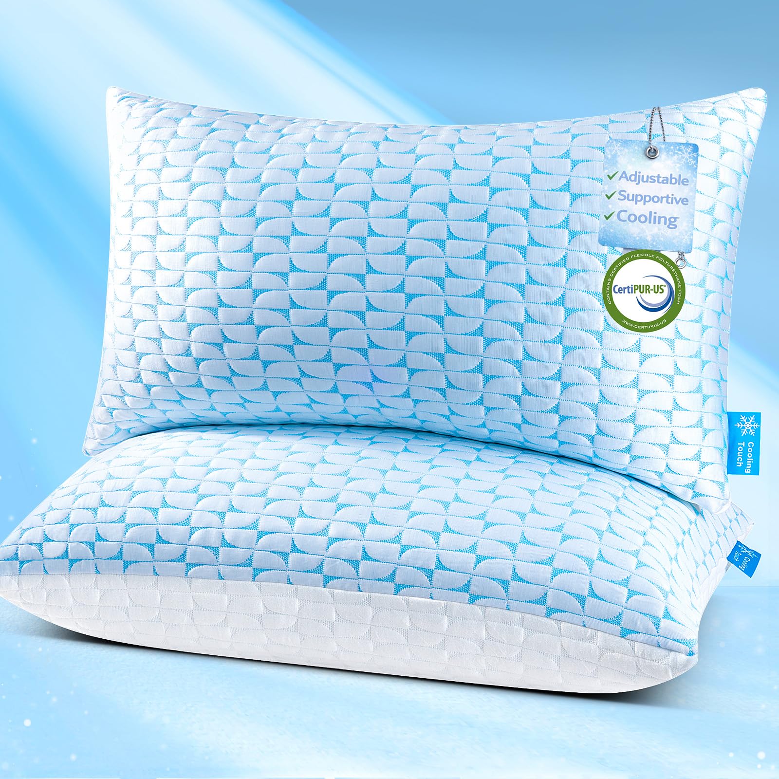 QUTOOL firm pillow memory-foam-core offers durable support for all-night comfort.