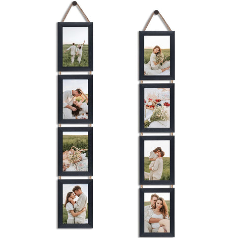 QUTREY black 4x6 hanging frames on the wall create a multi-photo collage display