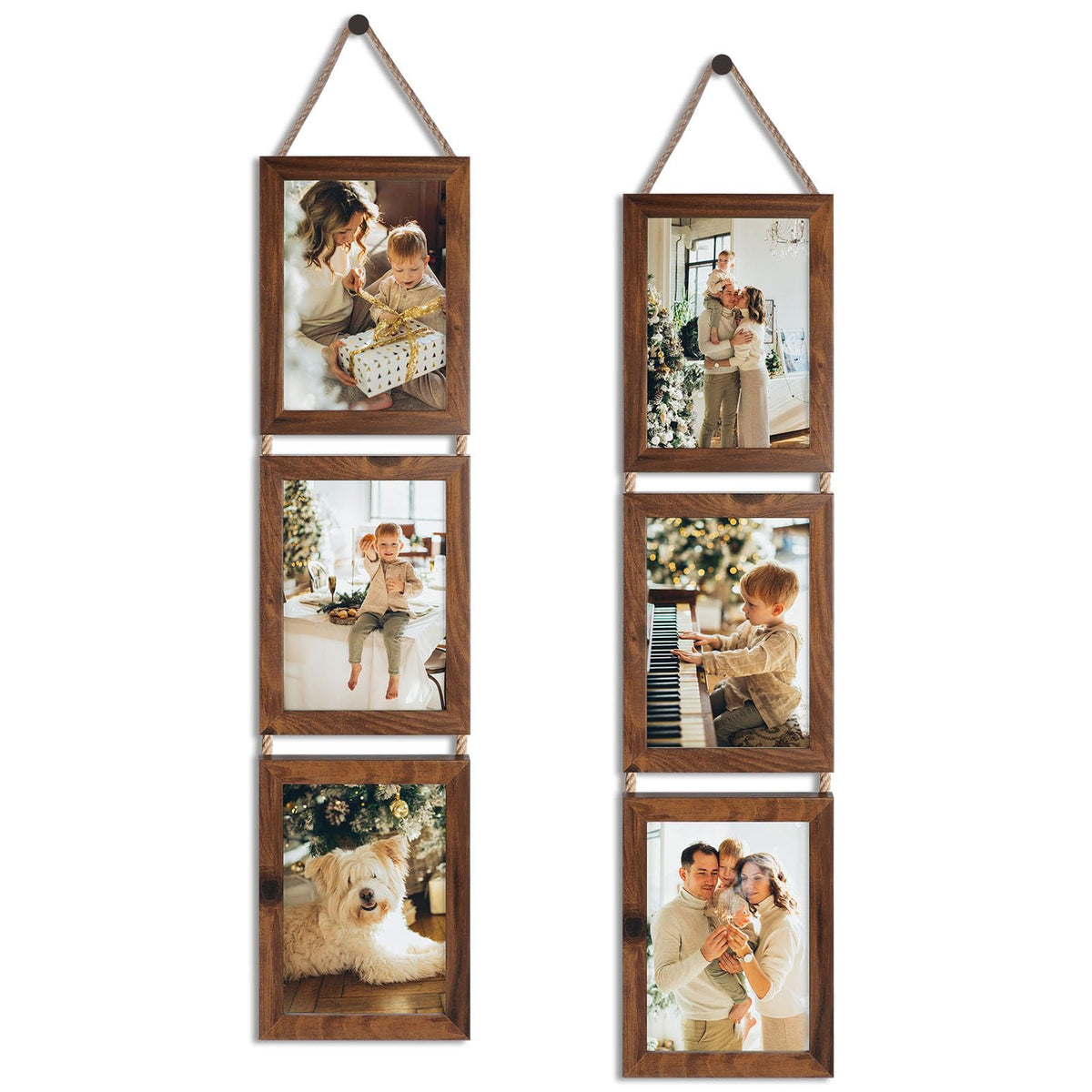 QUTREY collage 5x7 wall frames in rustic wood showcasing family photos