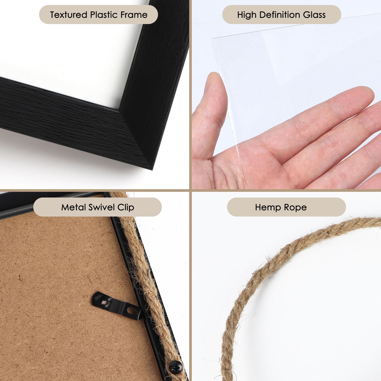 QUTREY hemp rope wall mounting enables easy, adjustable hanging