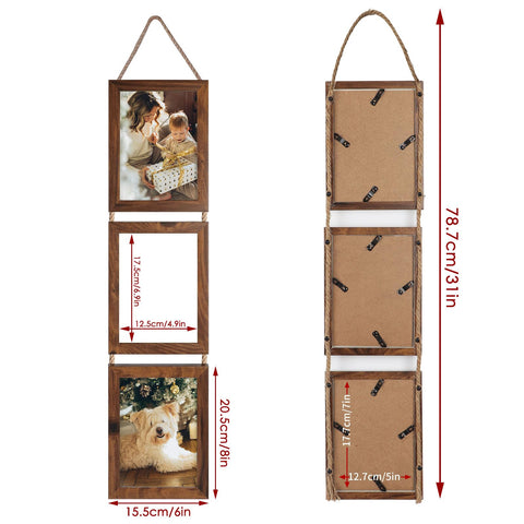QUTREY rustic walnut six-opening collage for warm wall decor
