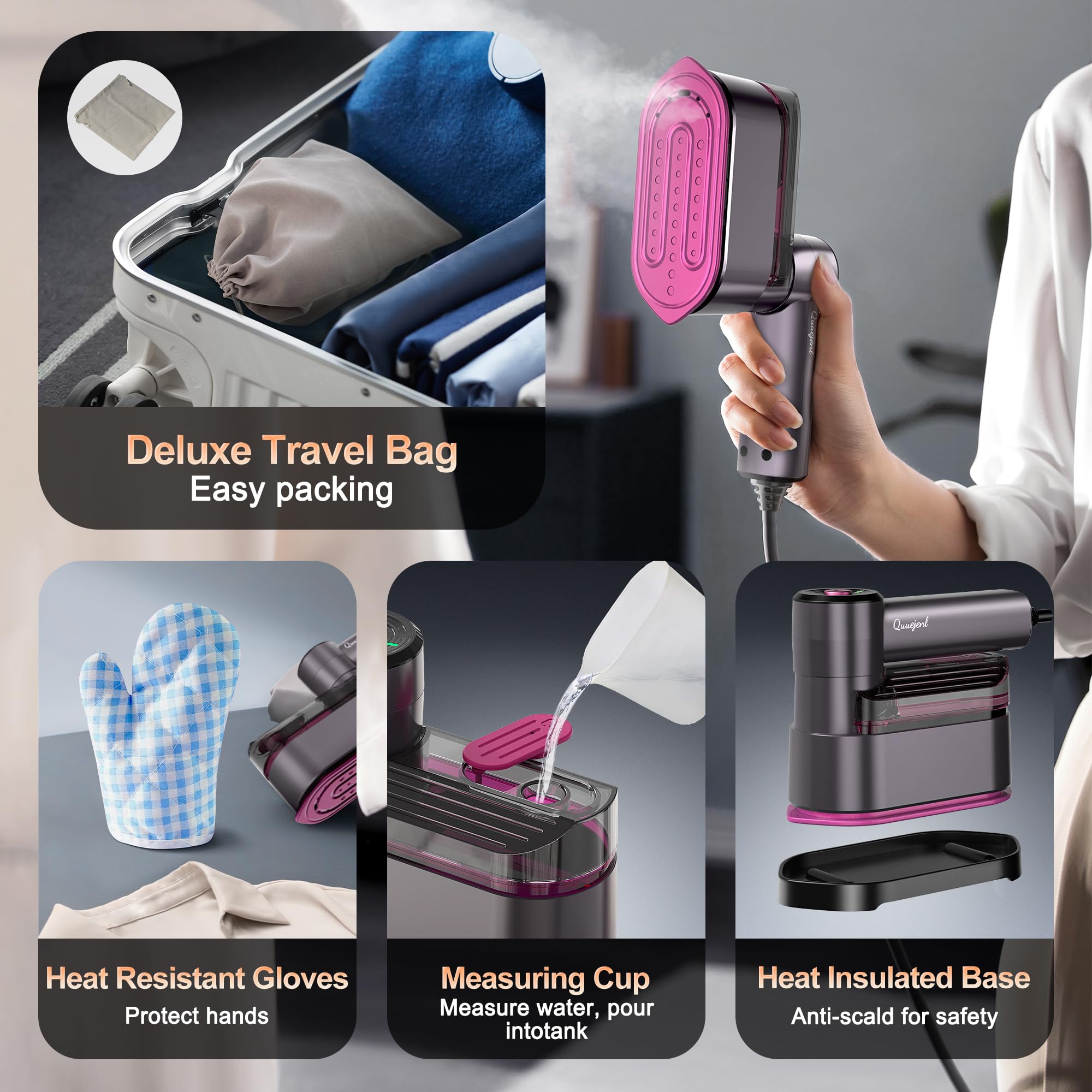 Quuejenl fabric-friendly steam for silk to cotton without damage.