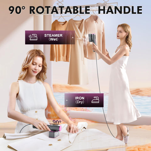 Quuejenl travel-steamer-7ft-cord provides extended reach while traveling.