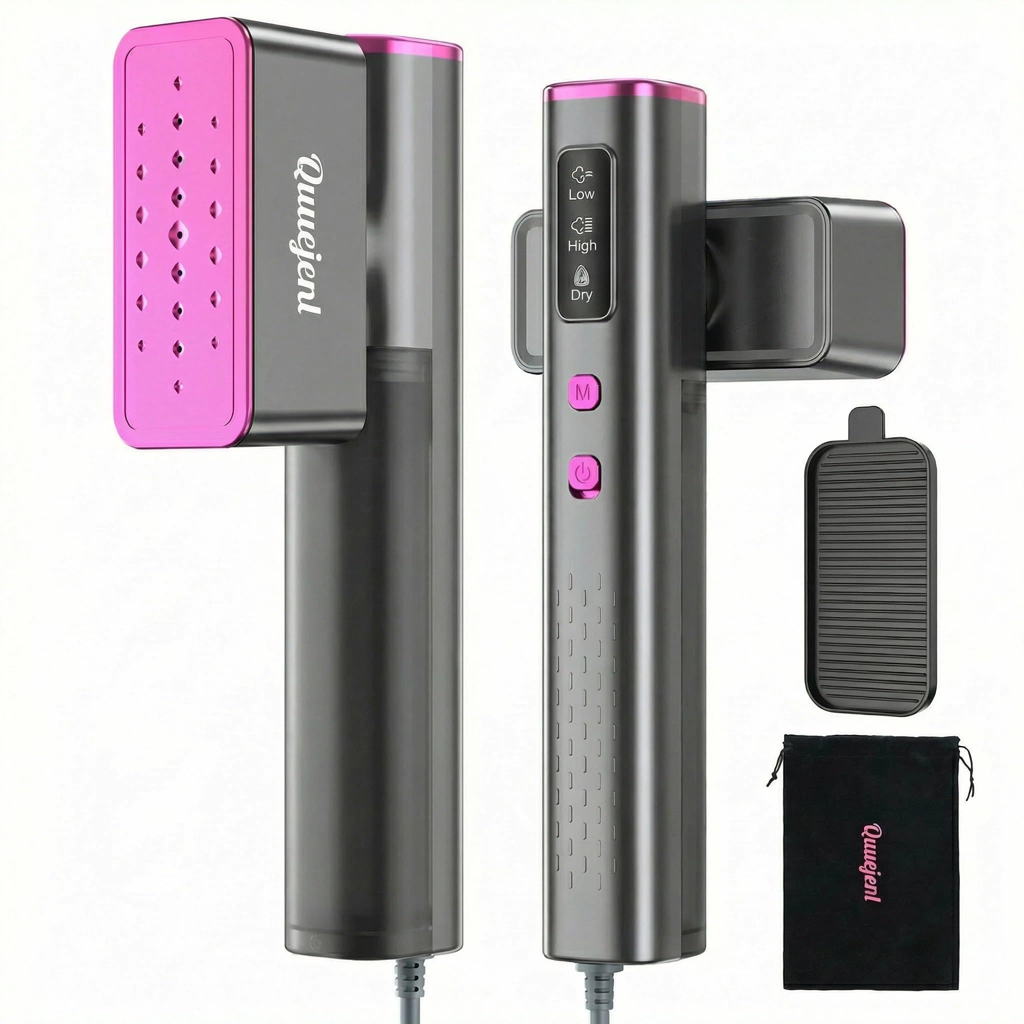 Quuejenl travel-steamer-compact-design shows a compact form for easy packing.