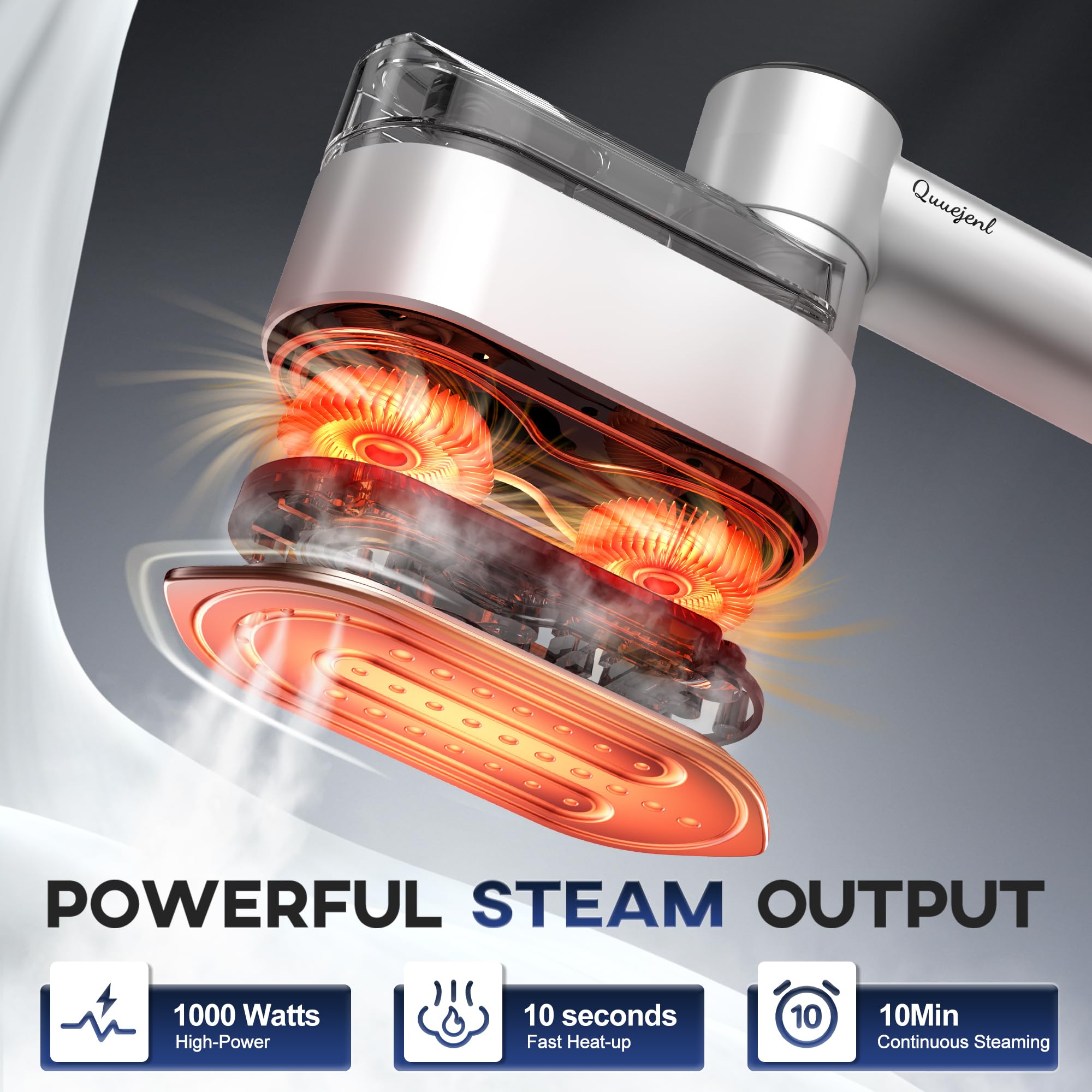 Quuejenl Travel Steamer heats in 10 seconds for quick wrinkle removal on busy mornings.