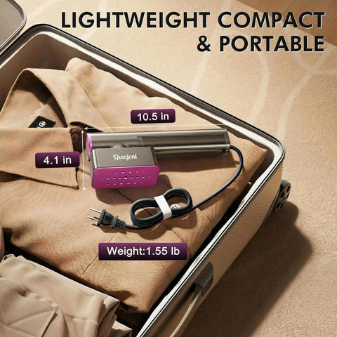 Quuejenl travel-steamer-heat-up-15s heats in seconds for quick touch-ups.