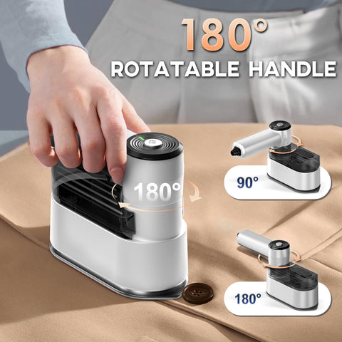 Quuejenl Travel Steamer with 180-degree rotating handle improves control while ironing tricky areas.