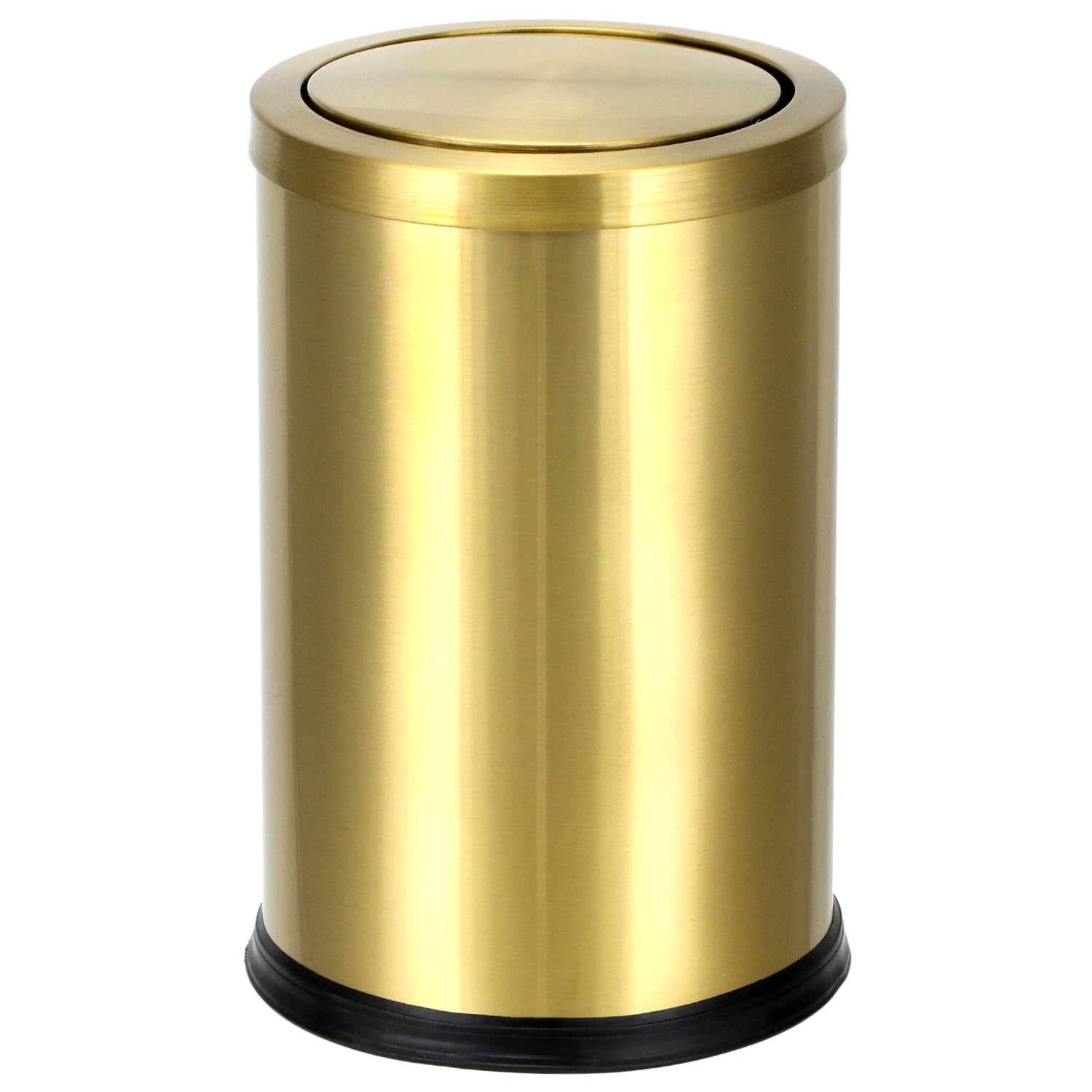 QWORK antique gold trash can with lid for stylish spaces and tidy waste disposal