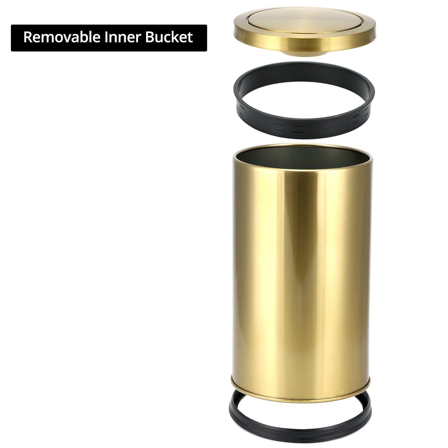 QWORK antique gold trash can rustproof surface maintains shine