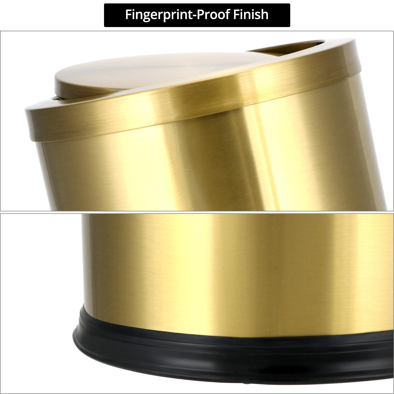 QWORK antique gold trash can waterproof design for easy cleaning