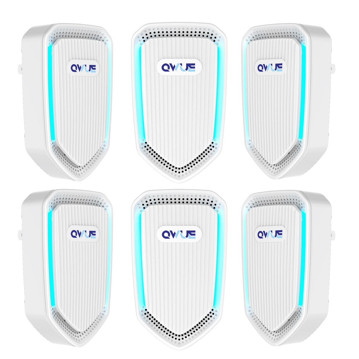 QWUE 6Pack Air Ionizer plug-in front view, compact purifier for small spaces.