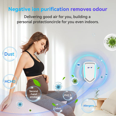 QWUE 6Pack Air Ionizer plug-in quiet operation, near-silent performance.