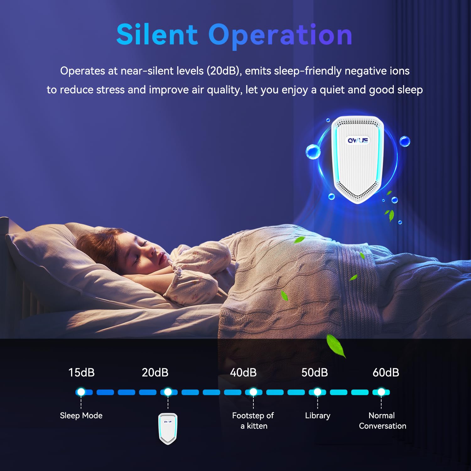 QWUE 8Pack in bedroom for sleep-friendly air and near-silent operation