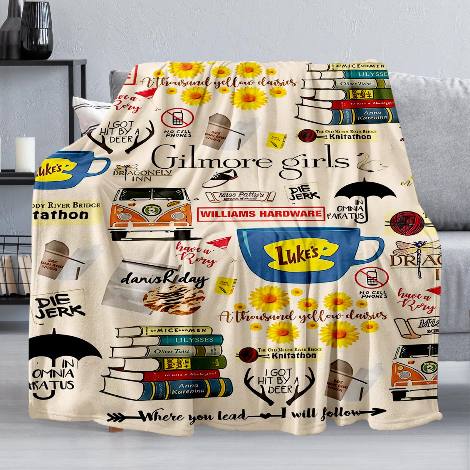 qwwymgs Soft Anti-Pilling Fleece Blanket on sofa for cozy evenings.