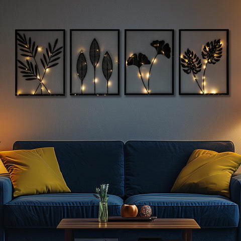 QXSXKJ black metal wall decor 4-piece frame collection for flexible modern display.