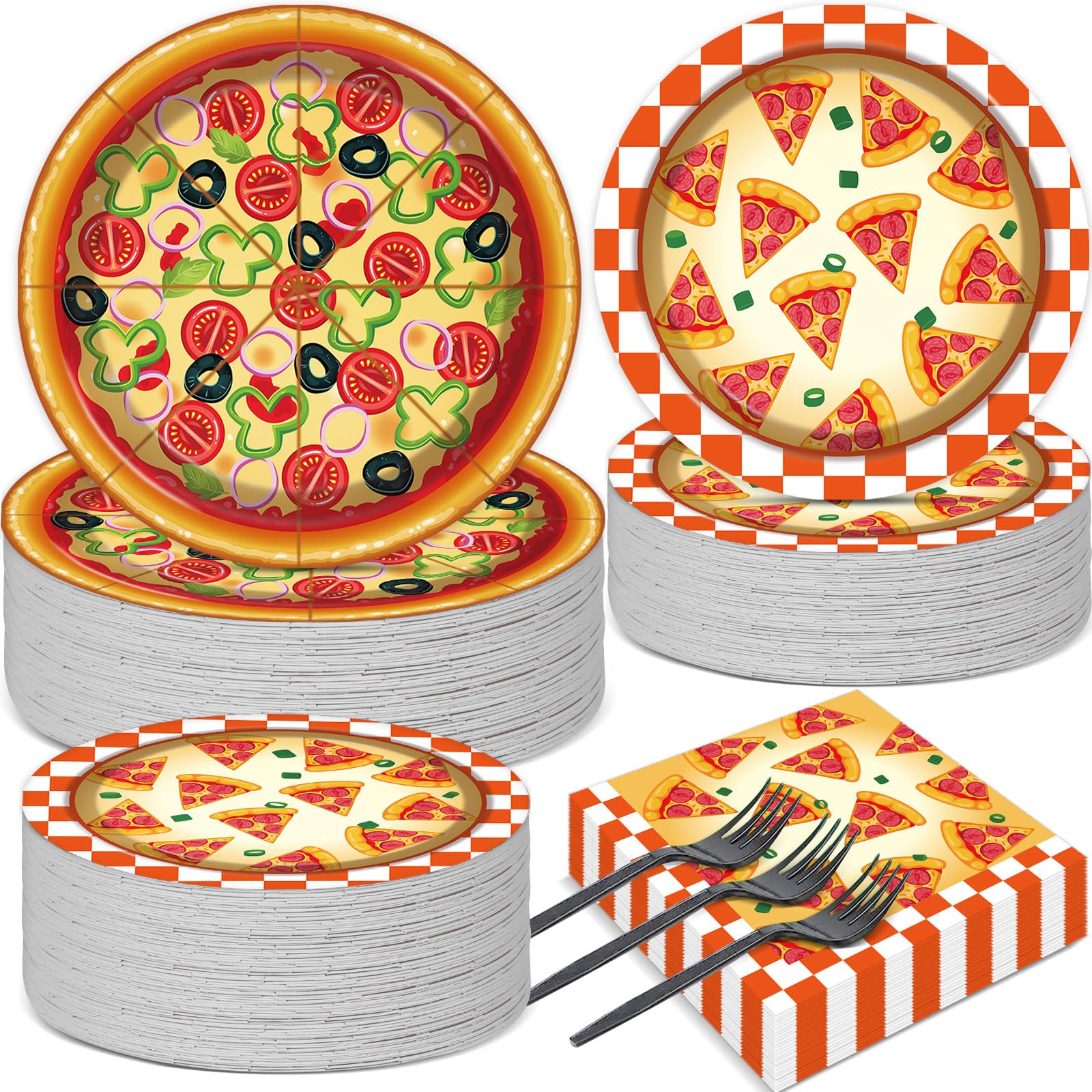 Qyeahkj 50-guest pizza plates ready for party setup and easy cleanup.
