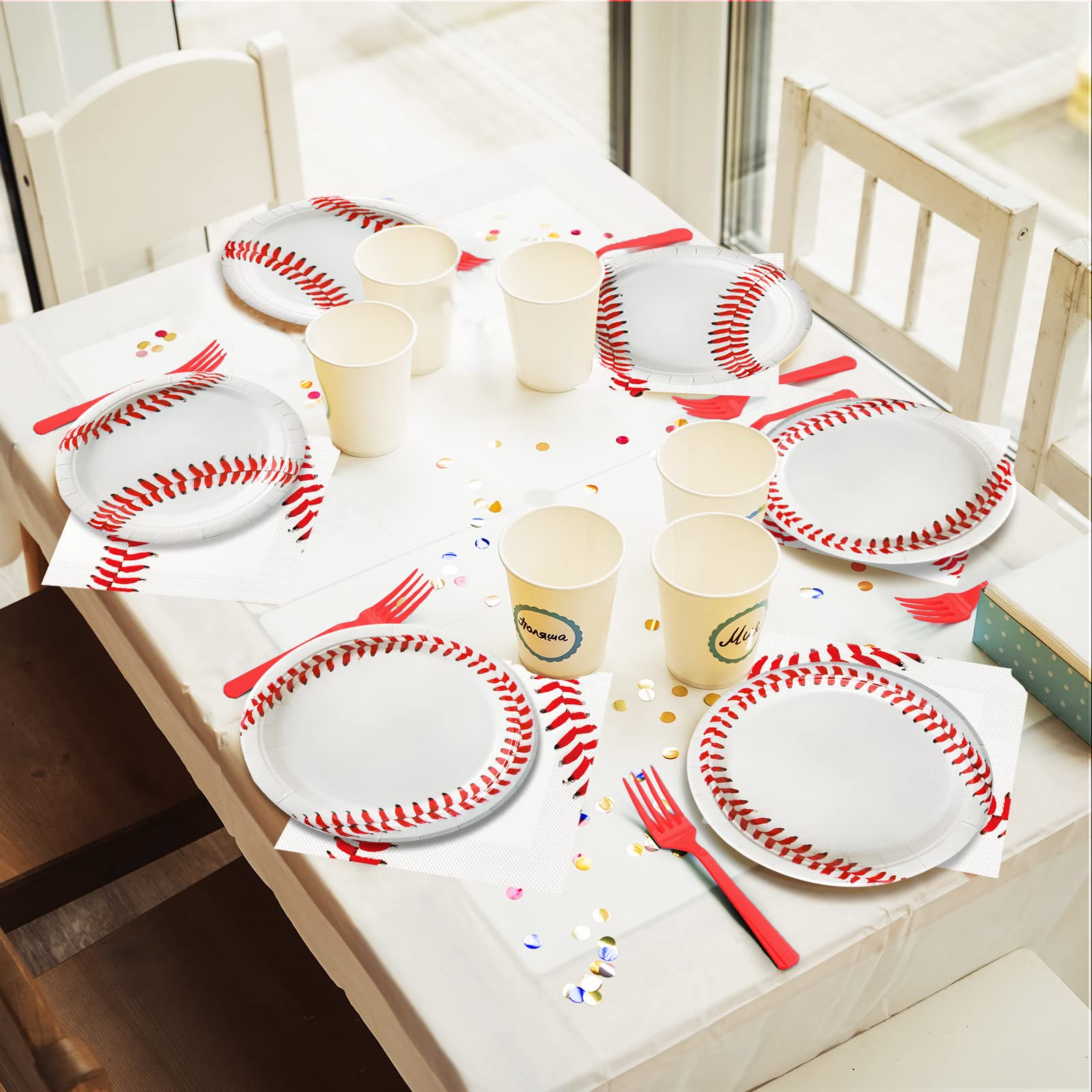 Qyeahkj baseball supplies pack layout showcasing ready-to-use party set.