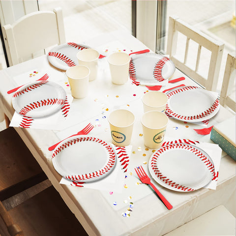 Qyeahkj baseball supplies pack layout showcasing ready-to-use party set.