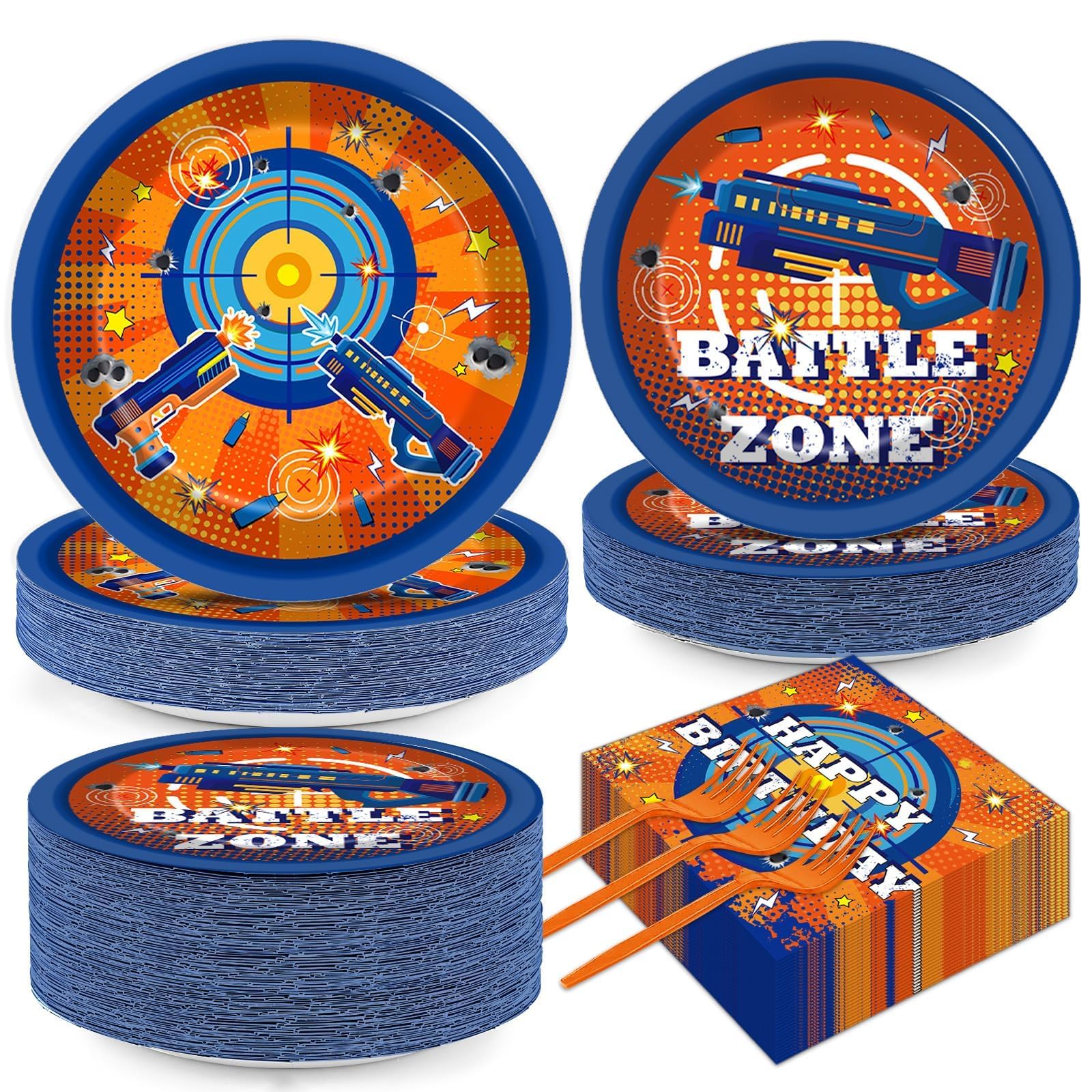 Qyeahkj Dart War dinner plates 9in with vibrant print for bold party tables