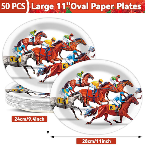 Qyeahkj Derby Day horse racing pattern plate adds festive flair to celebrations