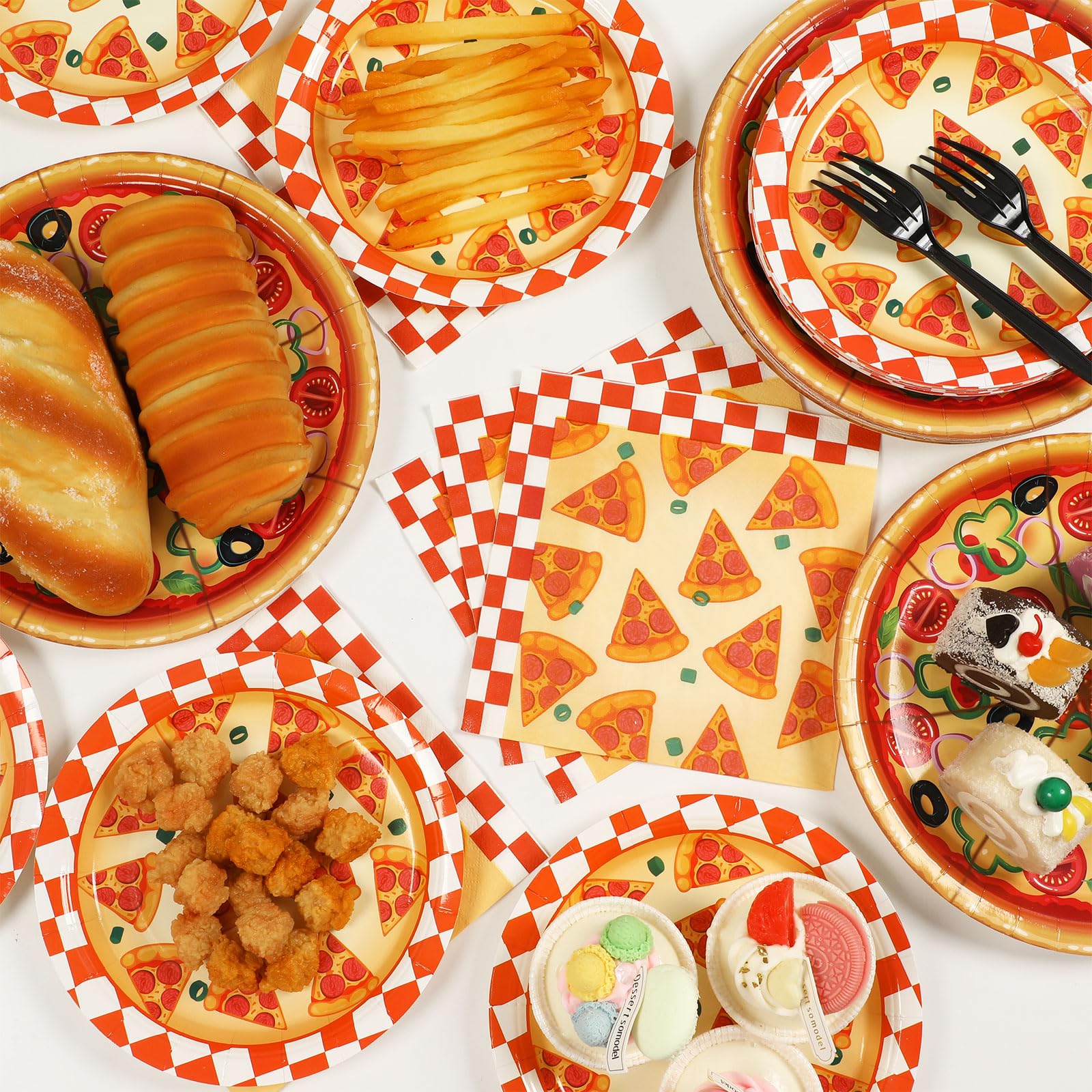 Qyeahkj disposable pizza party setup displayed for stress-free hosting.