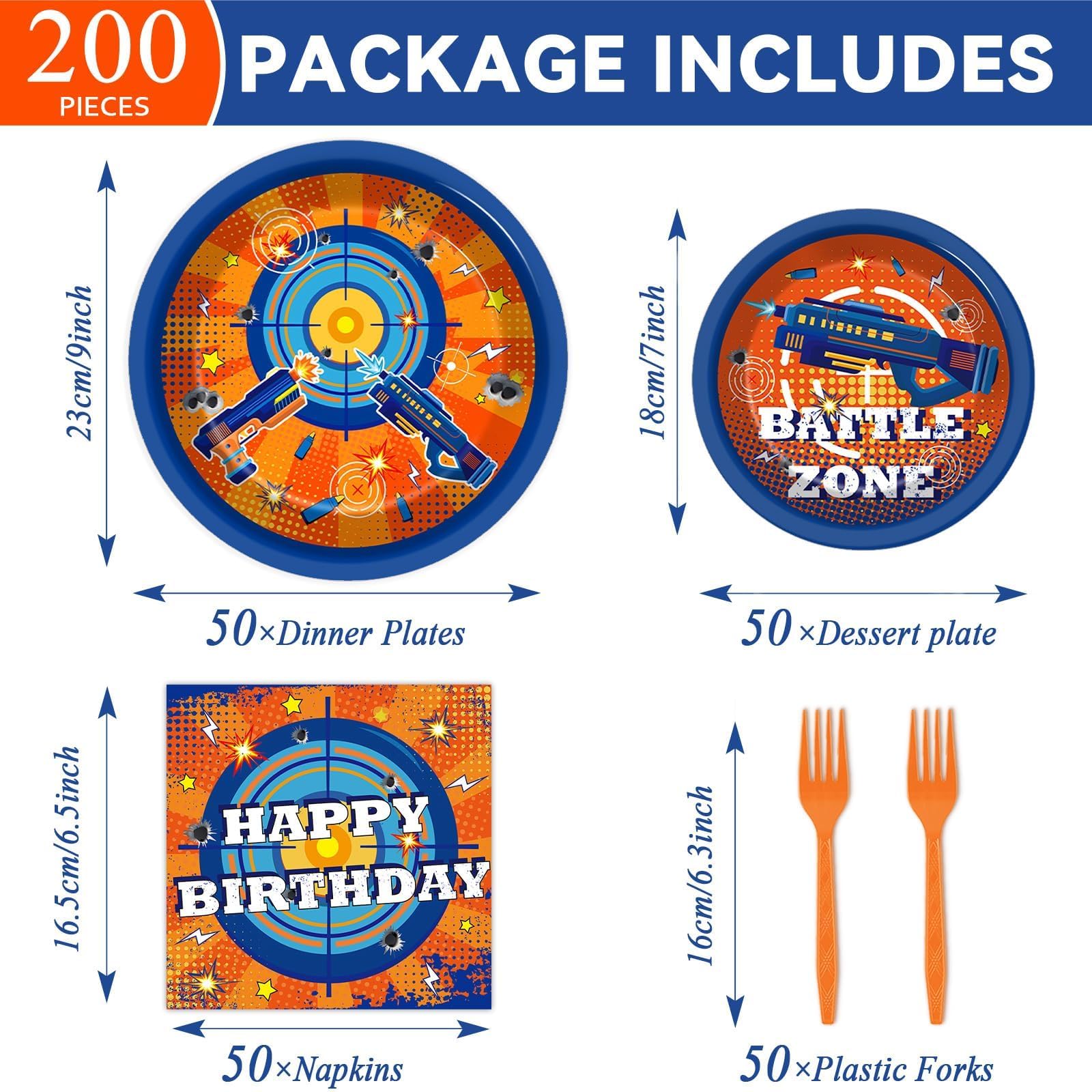 Qyeahkj Gun Game dessert plates 7in, bold theme for quick servings