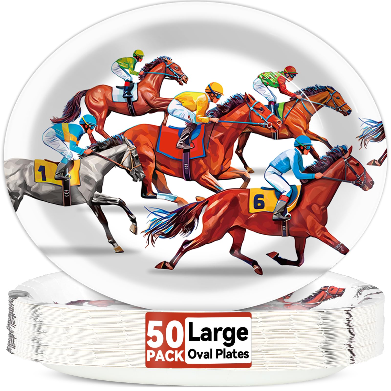 Qyeahkj Kentucky horse oval 11-inch plate with Derby scene for elegant table settings
