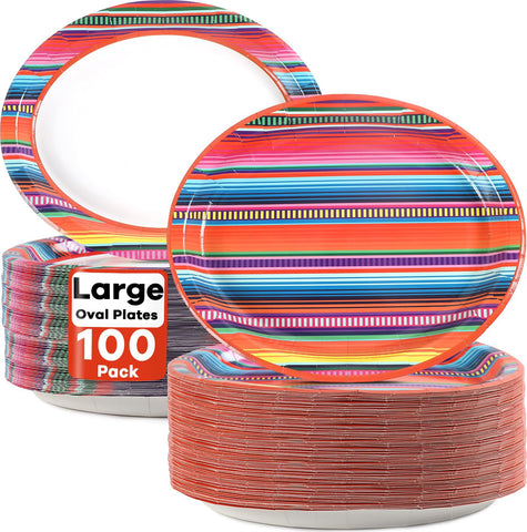 Qyeahkj Mexican fiesta plates set for quick party prep and cleanup.