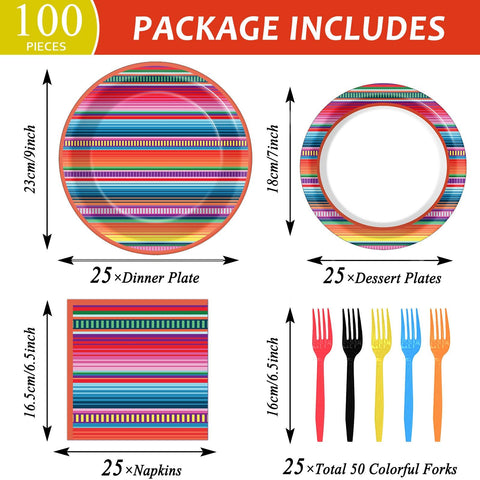 Qyeahkj Mexican Fiesta 7-inch plates ideal for snacks and desserts.