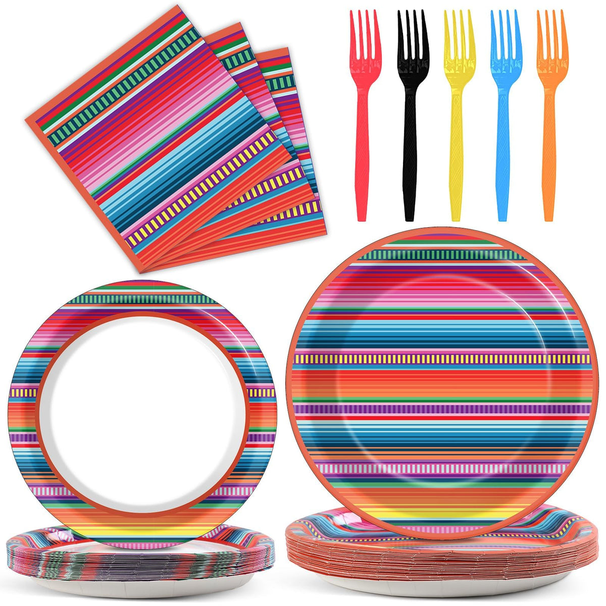 Qyeahkj Mexican Fiesta 9-inch plates for sturdy service and quick cleanup.