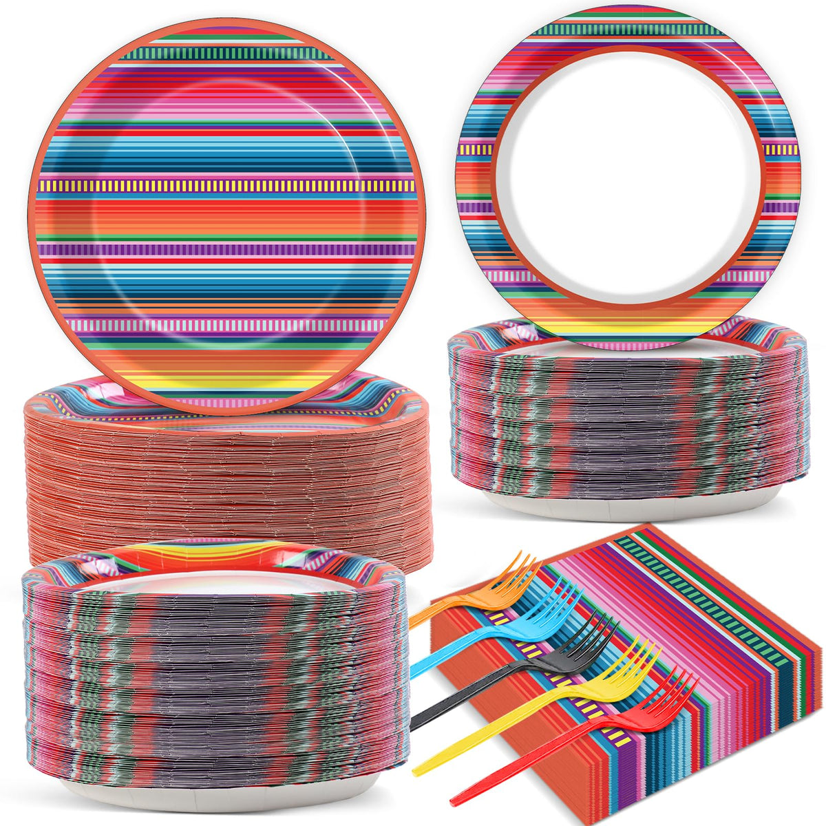 Qyeahkj Mexican plates 9-inch — sturdy disposable dinnerware for easy party cleanup
