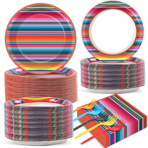 Qyeahkj Mexican plates 9-inch — sturdy disposable dinnerware for easy party cleanup