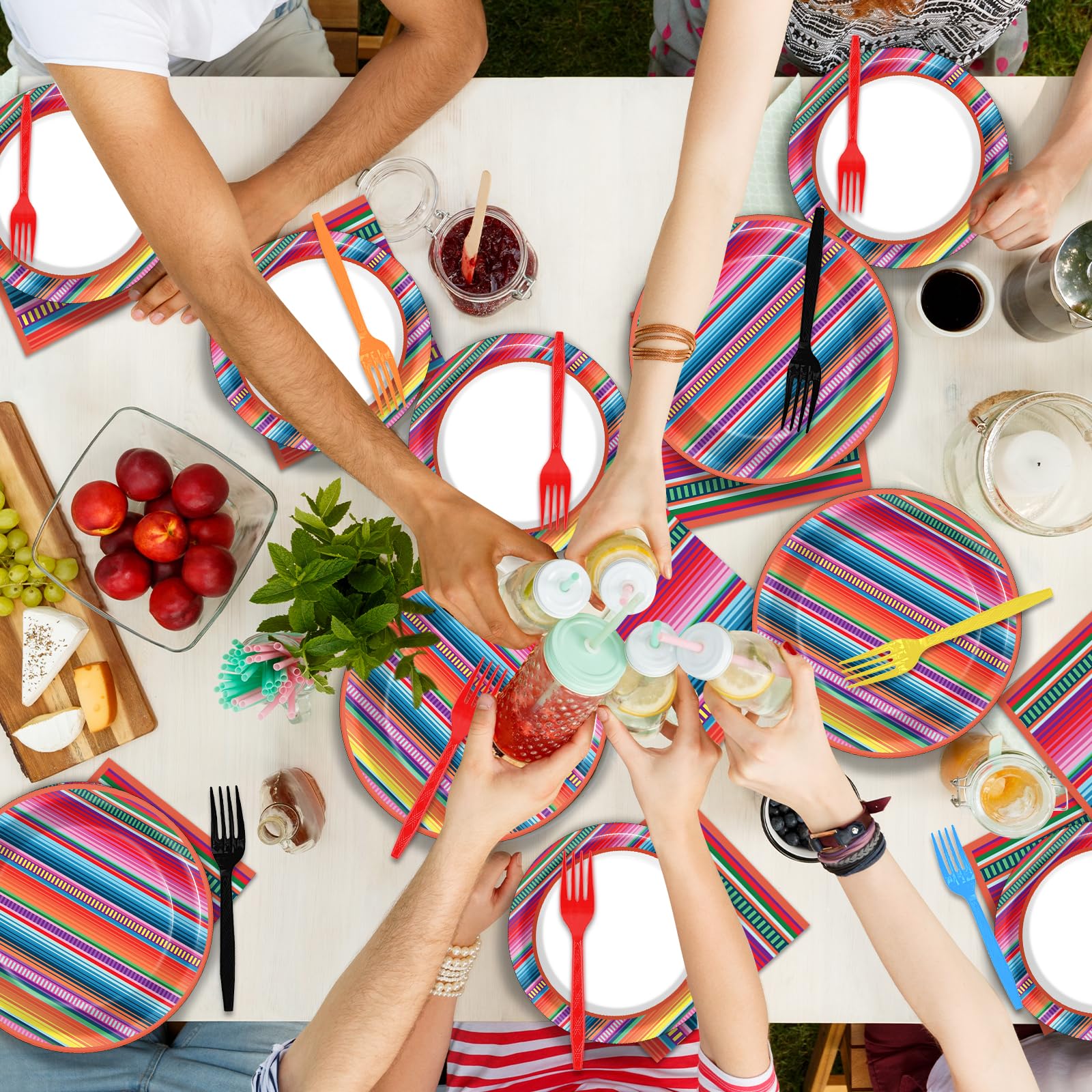 Qyeahkj Pattern detail — vivid serape stripe design adds lively party vibes
